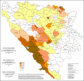 Share of Catholics in Bosnia and Herzegovina by municipalities in 2013