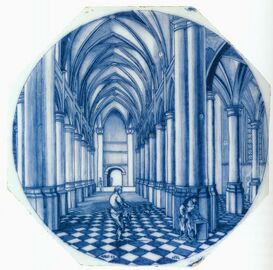 لوحة من الخزف الدلفي مرسومة بأزرق الكوبالت، 1683، متحف ريكس، أمستردام.