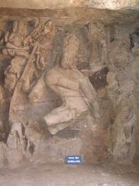 A damaged 6th-century Nataraja, Elephanta Caves[65]