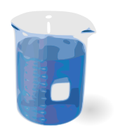 A beaker full of a blue liquid