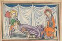 Saint Joseph sleeps through the Nativity, Cloisters Apocalypse, 1330ح. 1330