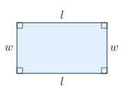 A rectangle with length and width labelled