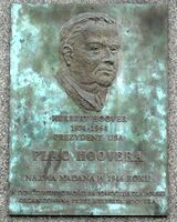 A plaque in Poznań honoring Hoover