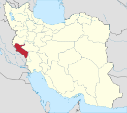 Location of Ilam Province in Iran