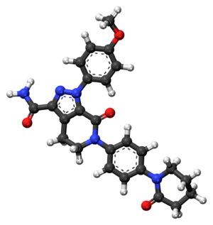 Apixaban ball-and-stick model.png