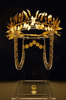 Thracian golden wreath exhibited in the National Historical Museum