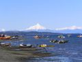 View of Corcovado Volcano and Patagonia from Quellón, Chiloé, Chile
