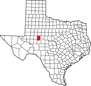 Map of Texas highlighting Sterling County