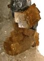 Siderite crystals with galena and quartz (size: 6.2 x 4.1 x 3.6 cm)