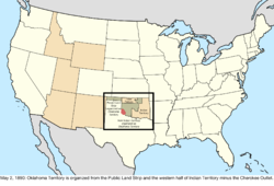 Map of the change to the United States in central North America on May 2, 1890