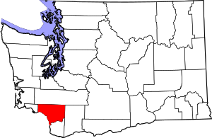 Map of Washington highlighting Cowlitz County