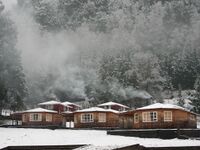 Snow in the winter in Curarrehue, Chile.