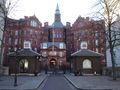 UCL Entrance on Gower Street and the Cruciform Building opposite