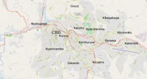 A labelled map of Kigali