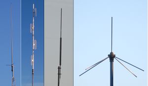 Montage of four professional US omnidirectional base-station antennas