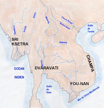 خريطة الممالك المهنـّدة في الهند الصينية (القرون 1 - 9 ميلادي)