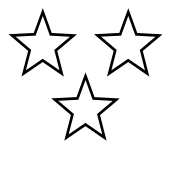 Three white stars with black outlines
