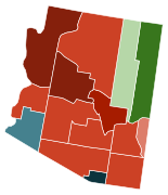 Map of counties in Arizona by racial plurality, per the 2020 U.S. census Legend Non-Hispanic White   40–50%   50–60%   60–70%   70–80% Native American   40–50%   70–80% Hispanic or Latino   60–70%   80–90%