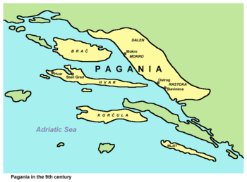 Narentine State or Pagania in the 9th century, according to De Administrando Imperio.