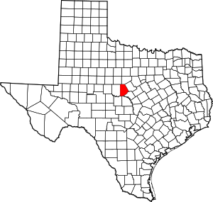 Map of Texas highlighting Brown County