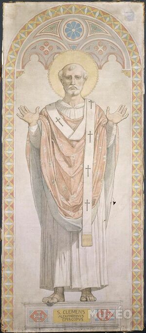 Carton de vitrail de la chapelle Saint Ferdinand Saint Clément d'Alexandrie.jpg