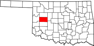 Map of Oklahoma highlighting Custer County
