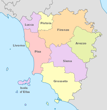 Administrative divisions of the Grand Duchy of Tuscany at the end of 1847