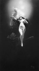 طبعة لصورتين عاريتين لامرأة في السماء