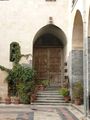 Close-up of a door and courtyard in Antep