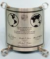 The plaque left on the Moon by Apollo 17