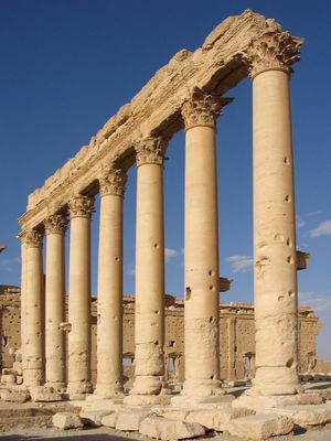 Columns in the inner court of the Bel Temple Palmyra Syria.JPG