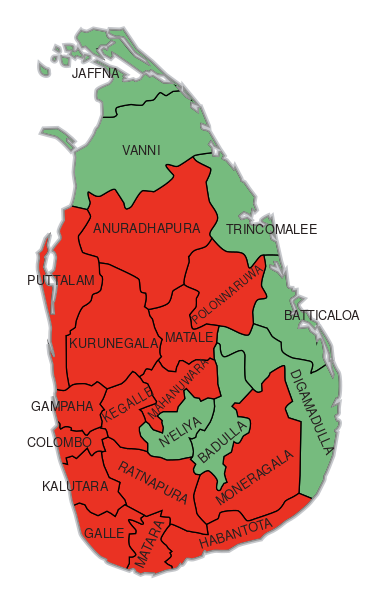 Majorities according to electoral districts
