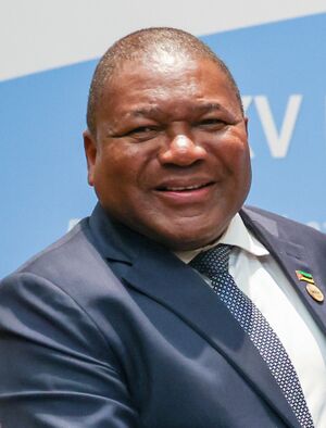 PM in a bilateral meeting with the President of the Republic of Mozambique, Mr. Filipe Jacinto Nyusi during the 15th BRICS Summit at Johannesburg, in South Africa on August 24, 2023 (1) (cropped).jpg