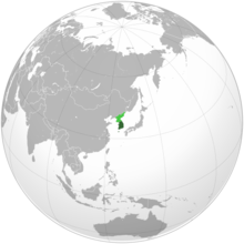 Projection of Asia with South Korea in green