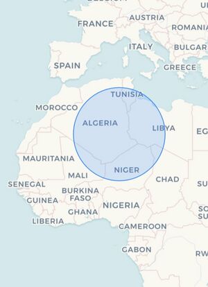 النطاق الجغرافي الذي يغطيه رادار OTH من مطار برد عمر إدريس