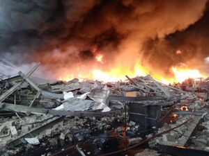 من أثار الغارة الإسرائيلية على مصنع في بلدة الغازية بصيدا 19 فبراير 2024