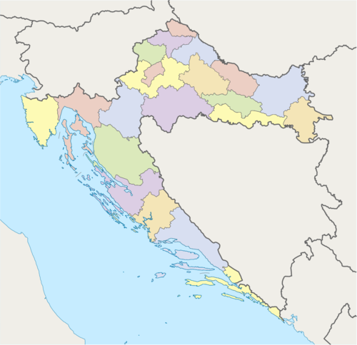Map of Croatian counties and county capitals. Zagreb is capital of the Zagreb County enveloping the city of Zagreb
