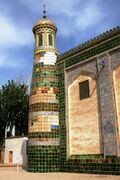 One of the mausoleum's tiled minarets