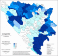 Share of Orthodox Christians in Bosnia and Herzegovina by municipalities in 2013