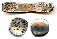 Coin of Early Gandhara Janapada: AR Shatamana and one-eighth Shatamana (round), Taxila-Gandhara region, 600–300 BCEح. 600–300 BCE.