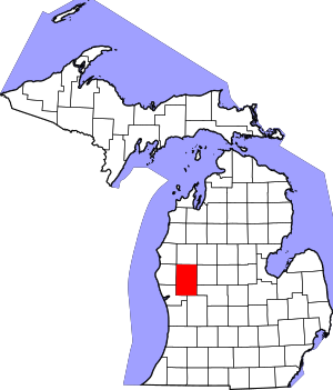 Map of Michigan highlighting Newaygo County