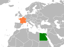 Map indicating locations of France and Egypt