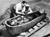 Howard Carter opens the innermost shrine of King Tutankhamun's tomb near Luxor, Egypt, 1922