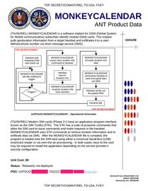 MONKEYCALENDAR – Software implant for GSM subscriber identity module (SIM) cards that pulls out geolocation information