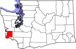 Map of Washington highlighting Pacific County