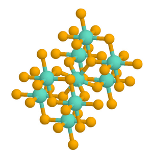 A ball-and-stick chemical model of a rutile crystal