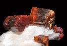 Vanadinite on barite, from Mibladene, Upper Moulouya lead district, Midelt, Meknès-Tafilalet Region, Morocco