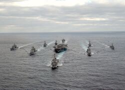 George Washington Carrier Strike Group formation sails in the Atlantic Ocean