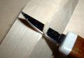 Carving Knife used to round a corner of a piece of wood.