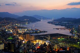 Night view of Nagasaki seen from Mount Konpira, 2012